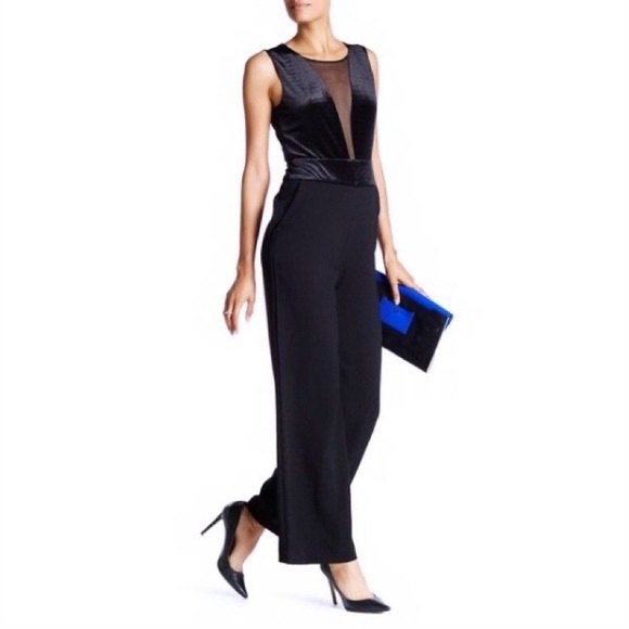 Jessica Simpson Black Velvet Sheer V Neck Dress - Picture 4 of 5